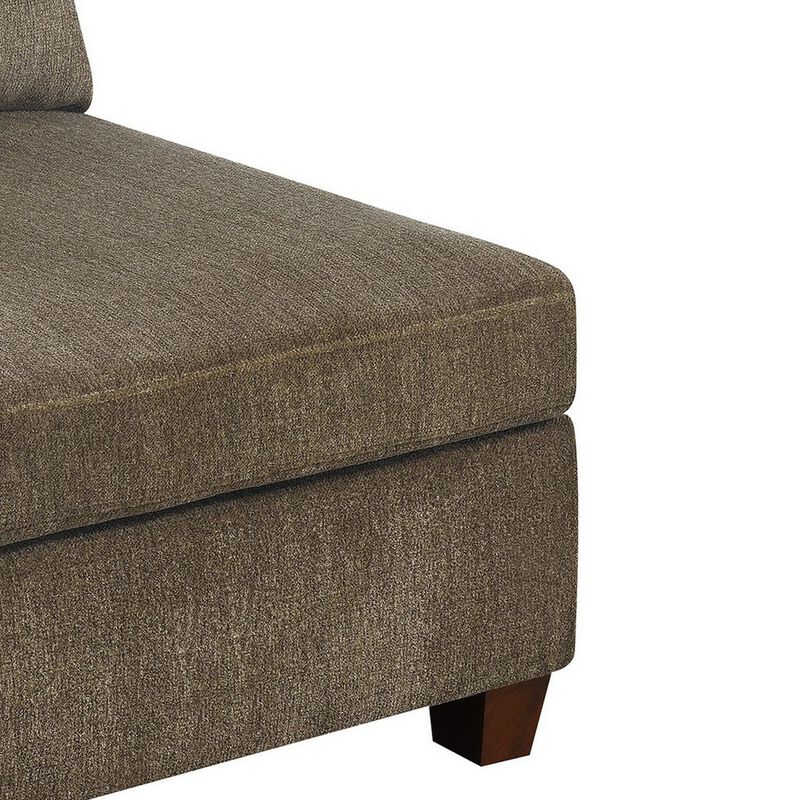 Fabric Armless Chair with Loose Back Pillows, Brown-Benzara
