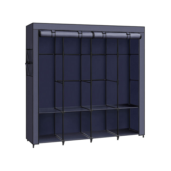 Portable Closet with Cover 4 Hanging Rods and Shelves