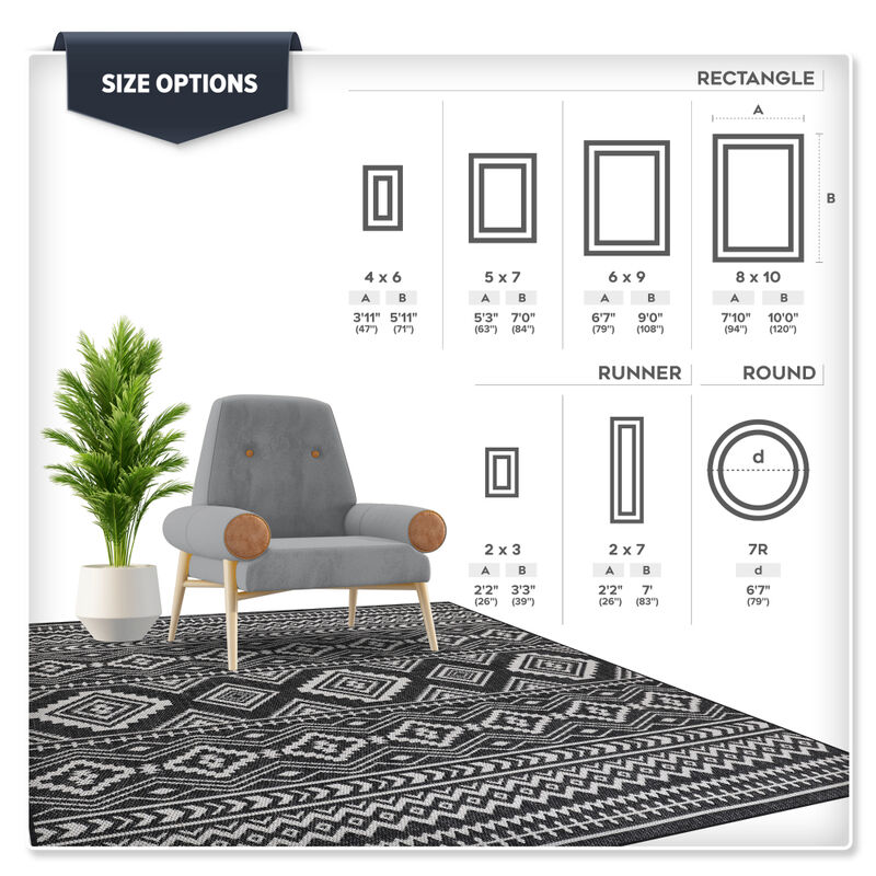 Waikiki Bordered Indoor/Outdoor Area Rug