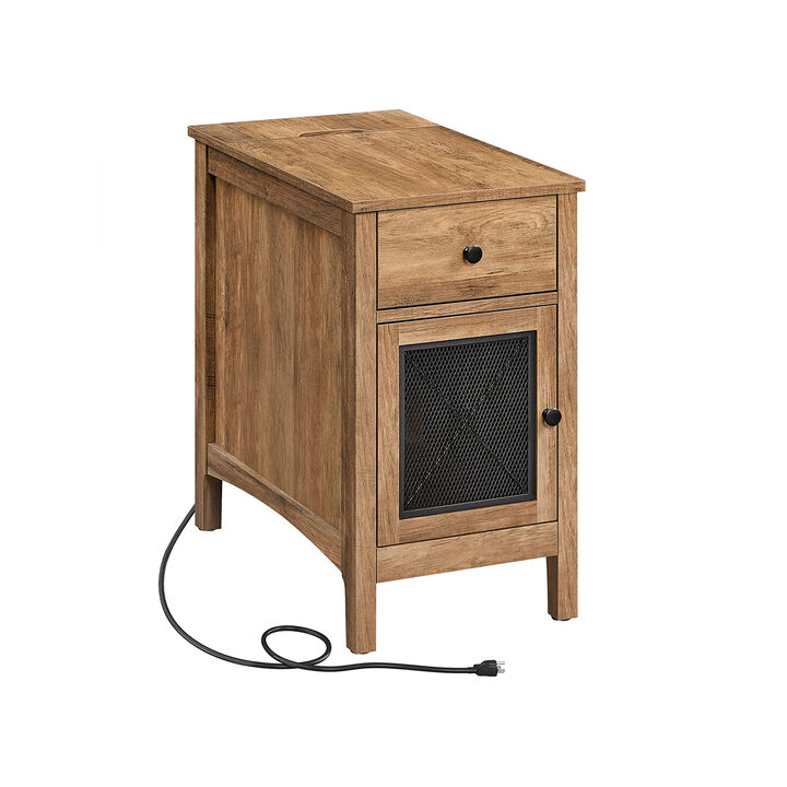 Side Table with USB Ports and Outlets - Functional Table for Convenient Charging and Stylish Decor