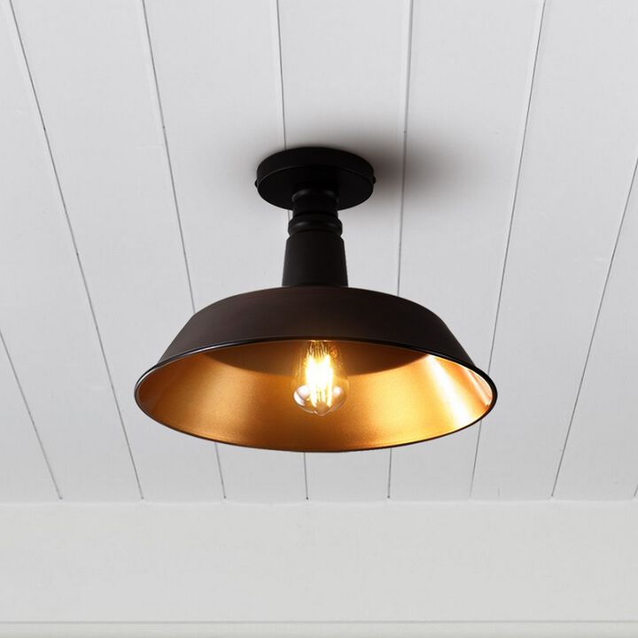 Camila Classic Industrial Indoor/Outdoor Iron LED Semi Flush Mount