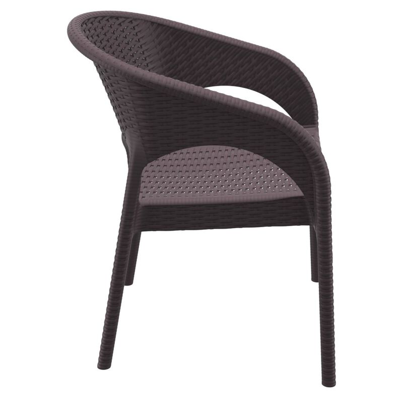 32" Gray Wickerlook Patio Stackable Dining Arm Chair
