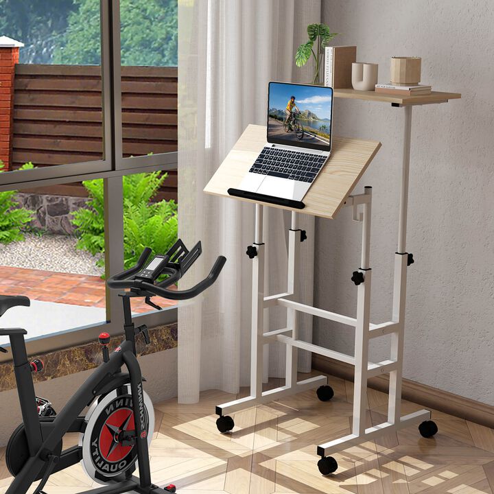Costway Mobile Standing Desk Rolling Adjustable Laptop Cart Home Office Black