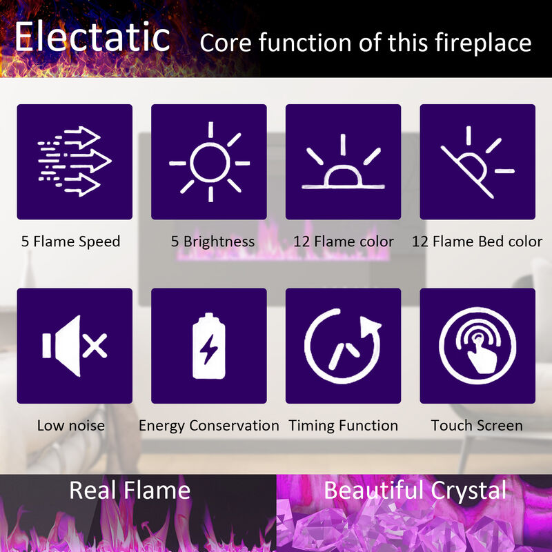 FUFU&GAGA Wall-Mount Electric Fireplace with Infrared Quartz, Remote Control Included, (30" W x 15.2" H x 4.1" D), Black