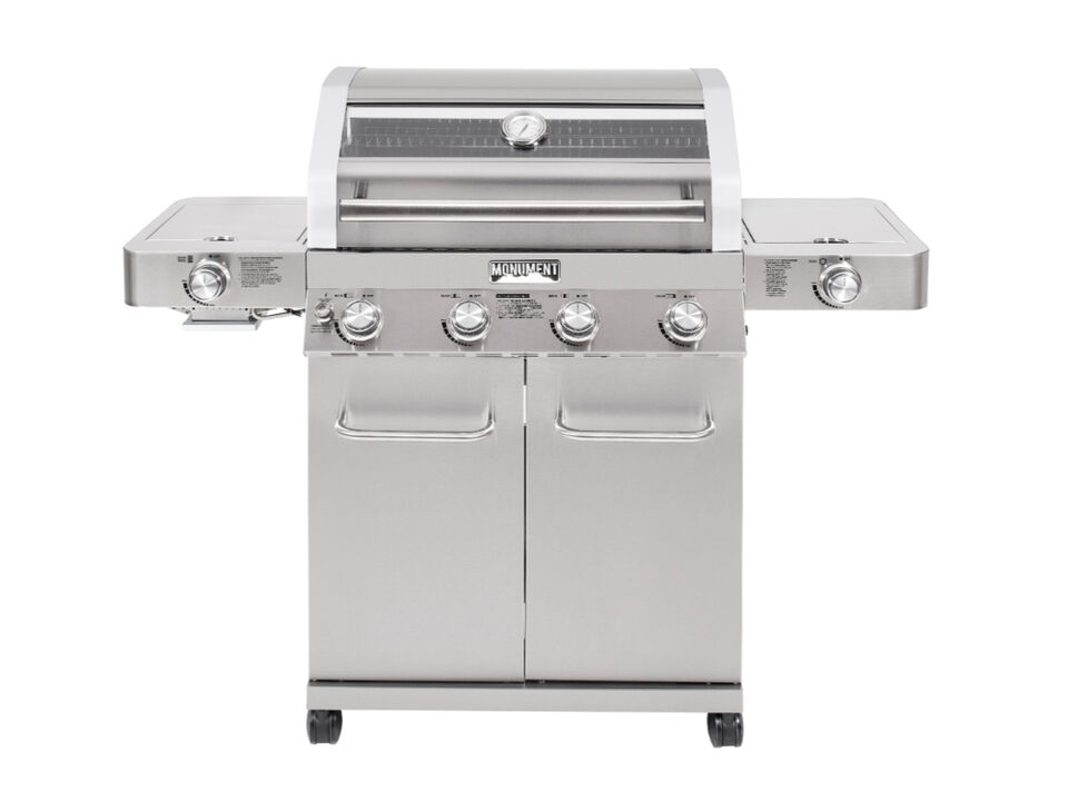 Monument Grills Classic Series | 4 Burner Stainless Steel Gas Grill With Clearview Lid