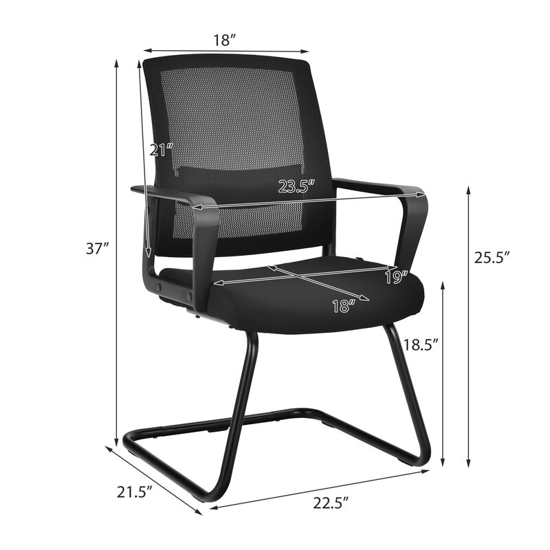 Costway Set of 4 Conference Chairs Mesh Reception Office Guest Chairs w/ Lumbar Support