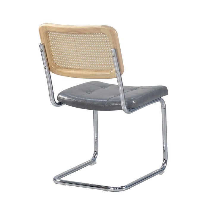 Hivvago Set of 2 PU Leather Dining Chair with HighDensity Sponge Rattan Chair