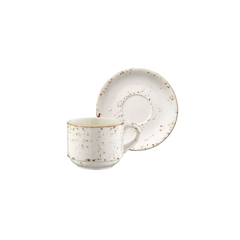 Grain Stacking 3 oz. Espresso Cup+Saucer Set for 2