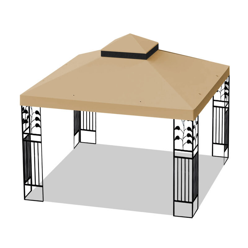 10x10 FT Outdoor Patio Gazebo Replacement Canopy, Double Tiered Gazebo Tent Roof Cover