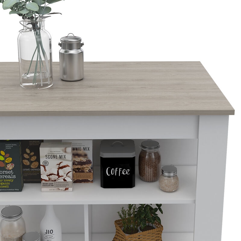 Streamdale Rockaway 3-Shelf Kitchen Island And Light