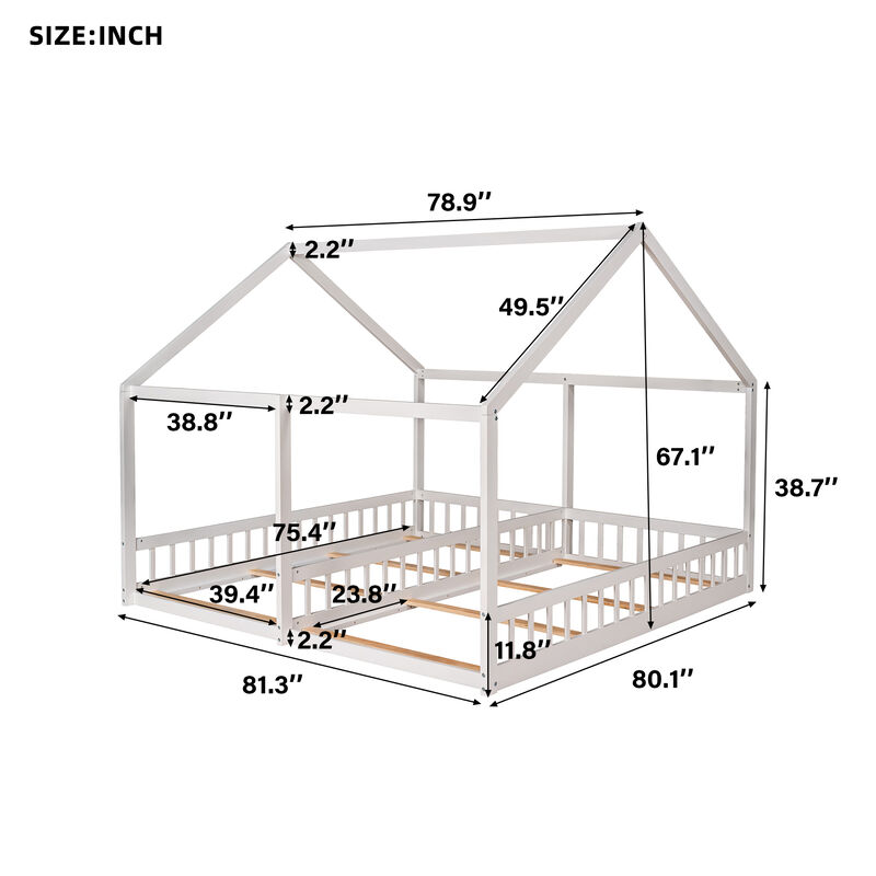 Merax House Platform Beds  with 2 Shared Beds