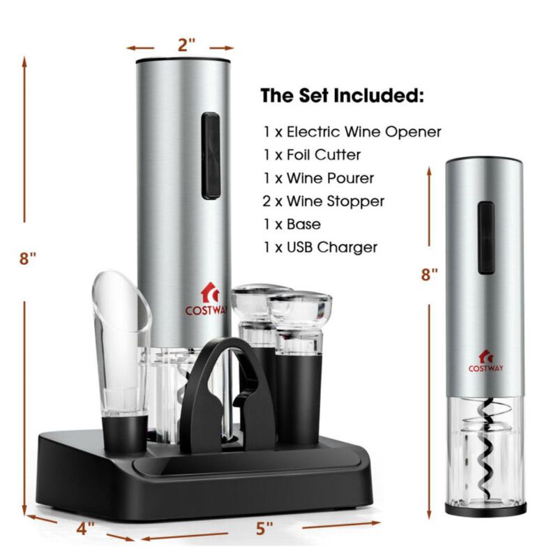 Costway  6-in-1 Electric Wine Bottle Opener Set with Foil Cutter