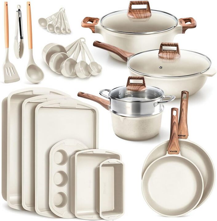 Bakken-Swiss 20-Piece Kitchen Cookware Set – Granite Non-Stick – Eco-Friendly – for All Stoves & Oven-Safe
