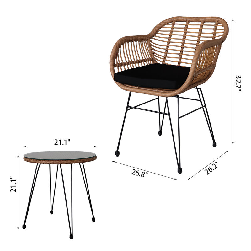 3-Piece Patio Conversation Set – Outdoor Sofa & Chairs with Cushions for Garden & Deck