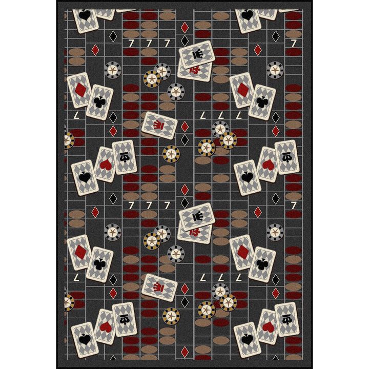 Joy Carpets Games People Play Feeling Lucky 7'8 x 10'9 Area Rug in Color Charcoal