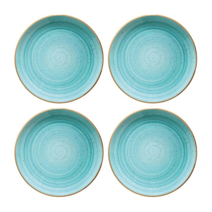 Aqua dia.12" Round Blue Porcelain Plate (Set of 4)