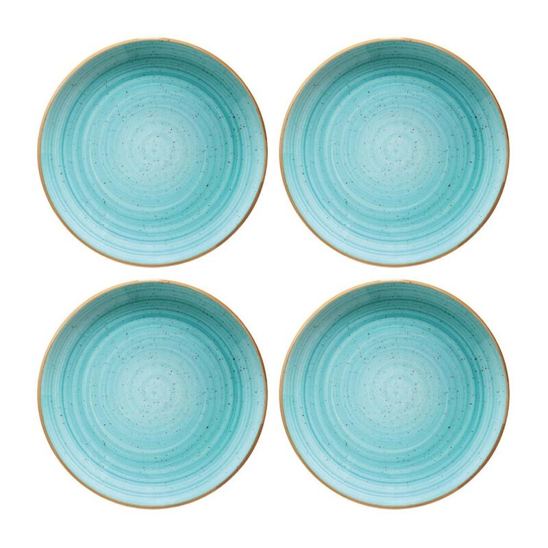Aqua dia.12" Round Blue Porcelain Plate (Set of 4)