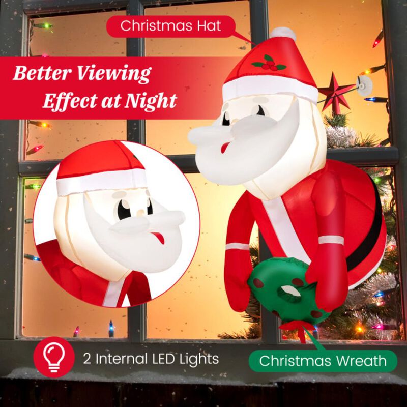 Hivvago 3.3 Feet Lighted Inflatable Santa Claus Broke Out from Window