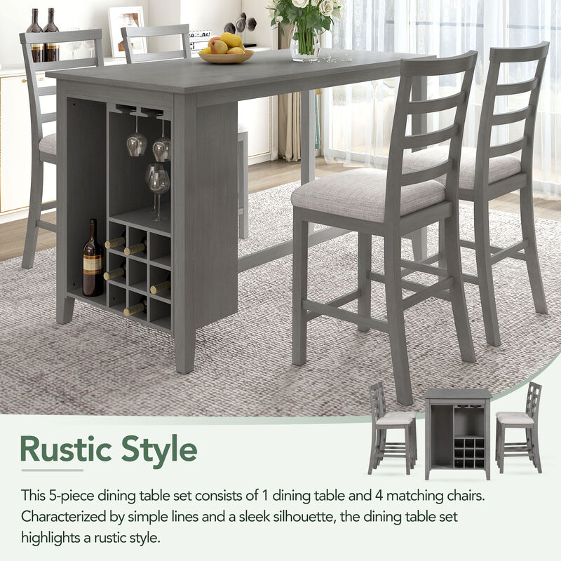 Merax 5-Piece Multi-Functional Dining Table Set with Padded Chairs