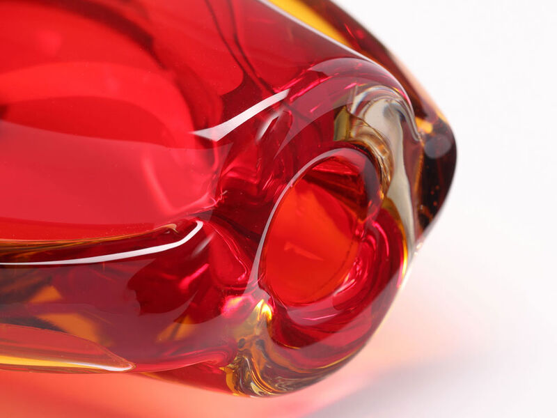 Hand Blown Sommerso Oval Art Glass Vase