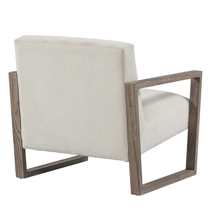 Cvi 31 Inch Armchair, Cushioned Seat, Taupe Framed Legs, Beige Upholstery - Benzara