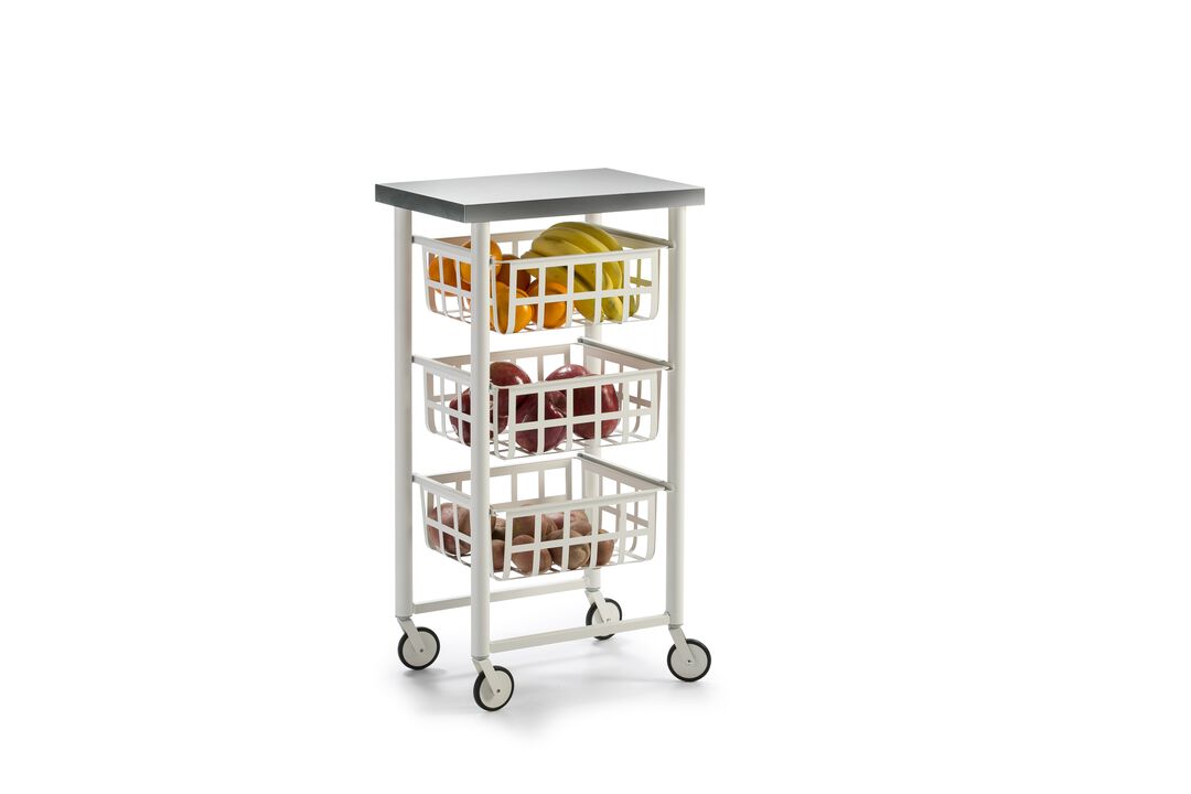 Rolling kitchen cart with Stainless Steel top, Fifty-Fifty