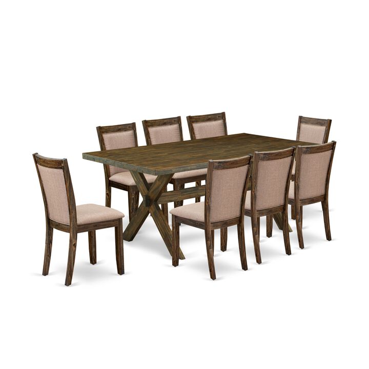 East West Furniture X777MZ716-9 9Pc Dining Room Set - Rectangular Table and 8 Parson Chairs - Multi-Color Color