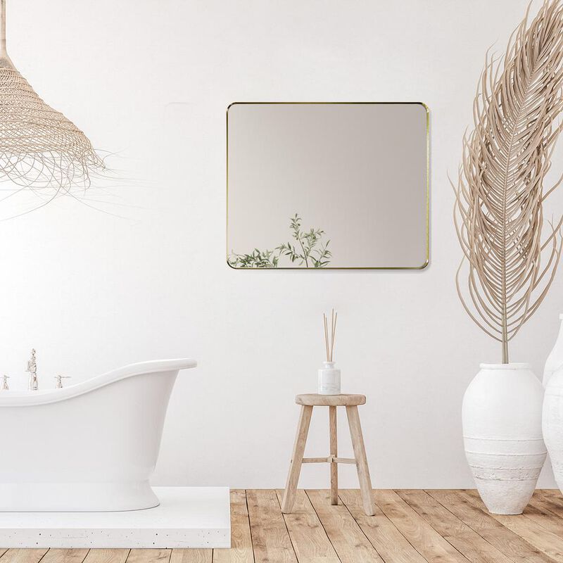 Altair Nettuno 36 Rectangle Bathroom/Vanity Brushed Gold Aluminum Framed Wall Mirror