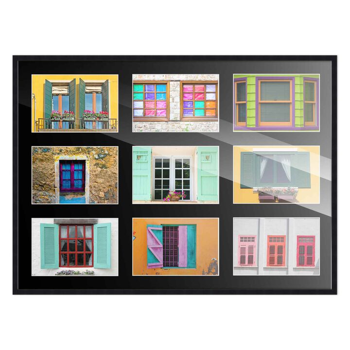 14.5x20.5 Wood Collage Frame with Black Mat For 9 4x6 Pictures