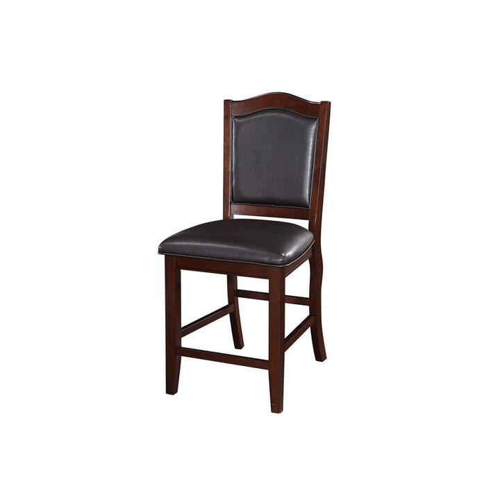 Set of 2 Counter Height Chairs in Dark Brown Wood Finish
