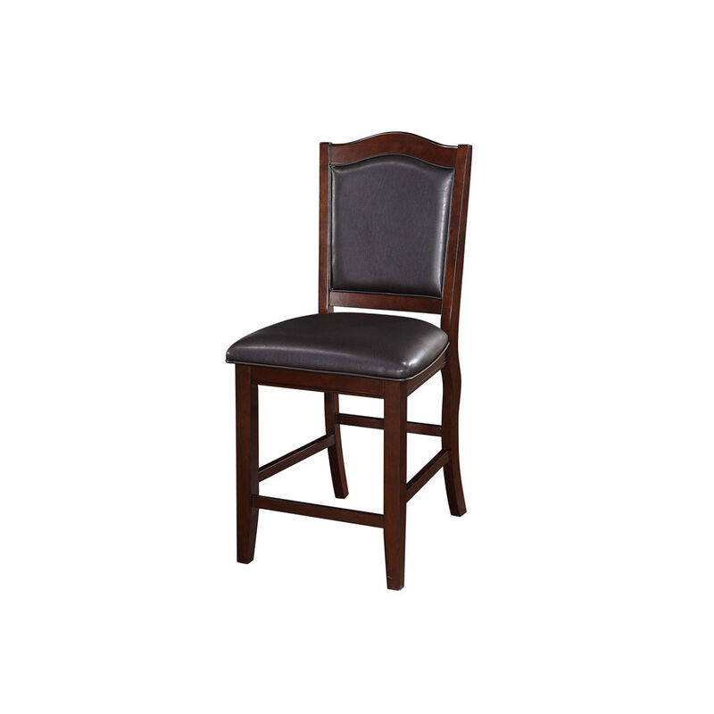 Set of 2 Counter Height Chairs in Dark Brown Wood Finish