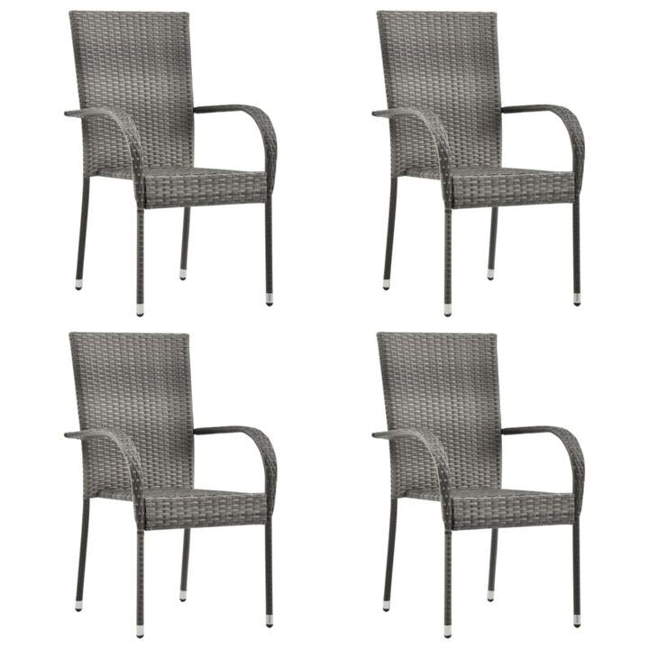 vidaXL Stackable Outdoor Chairs 4 pcs Gray Poly Rattan