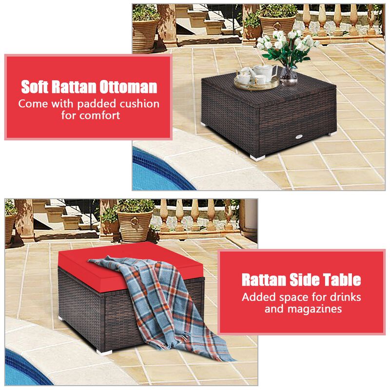 4 Pcs Ottoman Garden Deck Patio Rattan Wicker Furniture Set Cushioned Sofa