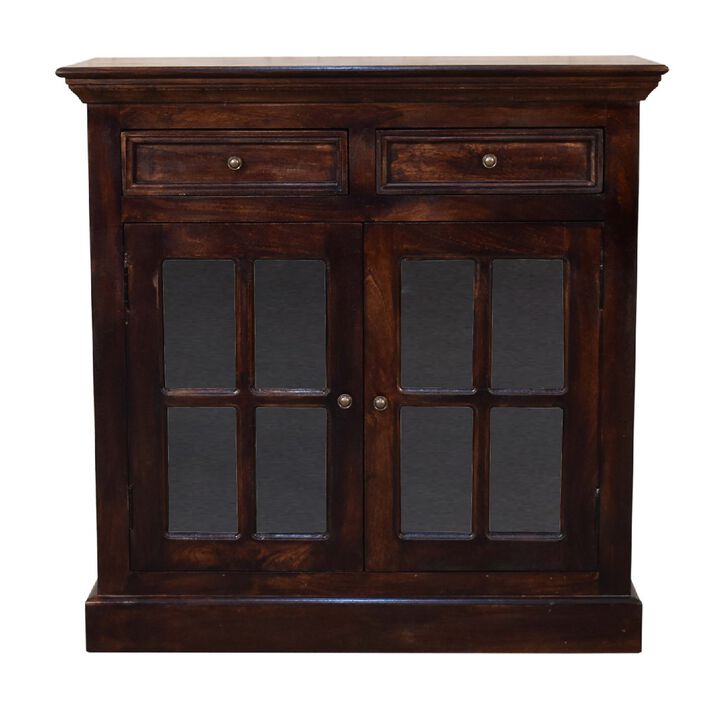 Light Walnut  Solid Wood Cabinet with Glazed Doors Light Walnut  Solid Wood Cabinet with Glazed Doors