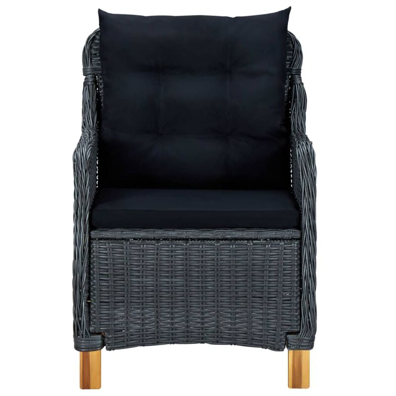 vidaXL Garden Chairs with Cushions 2 pcs Poly Rattan Dark Gray