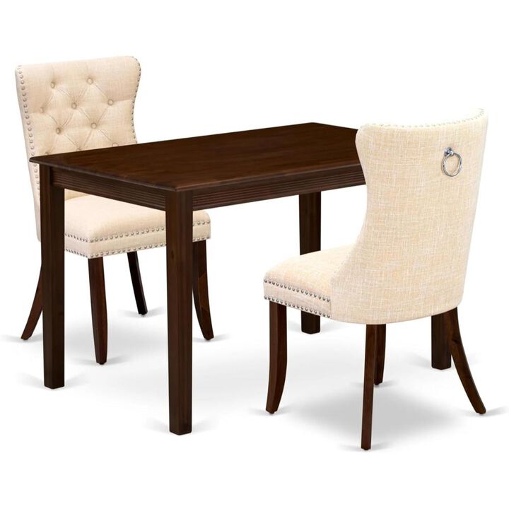 3 Piece Dining Room Furniture Set Contains a Rectangle Solid Wood Table