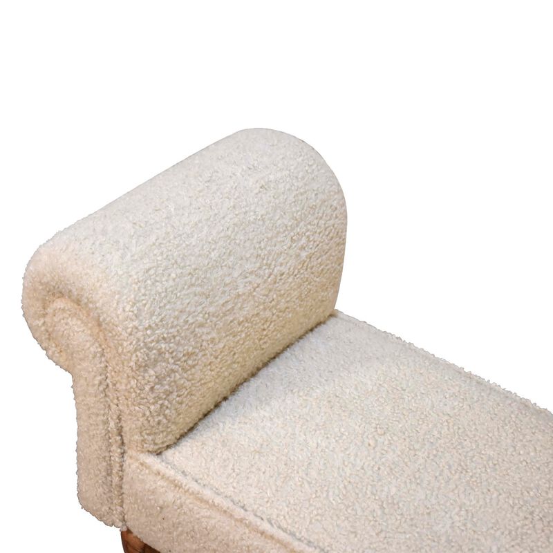 Upholstery Solid Wood Boucle Cream Bench