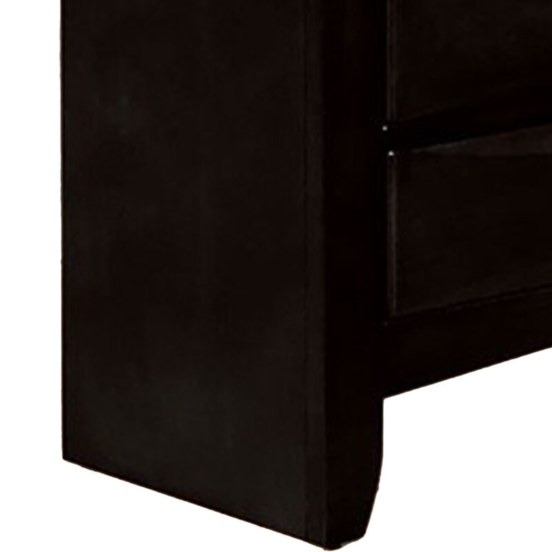 Simo Nightstand, Spacious Top, Metal Knobs, 3 Drawers, Black Solid Wood