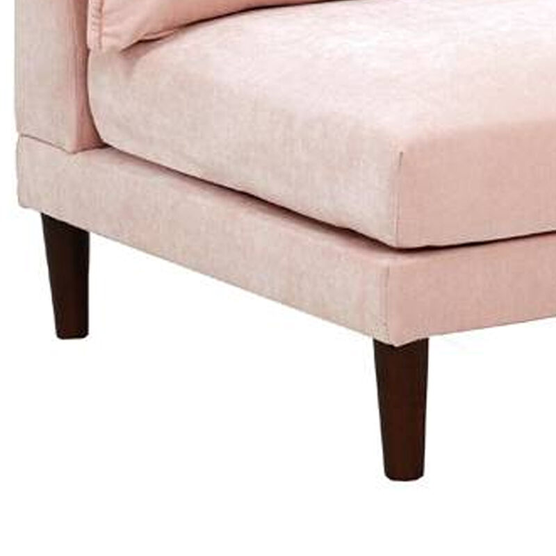 Rio 33 Inch Modular Armless Sofa Chair, Lumbar Cushion, Blush Pink - Benzara
