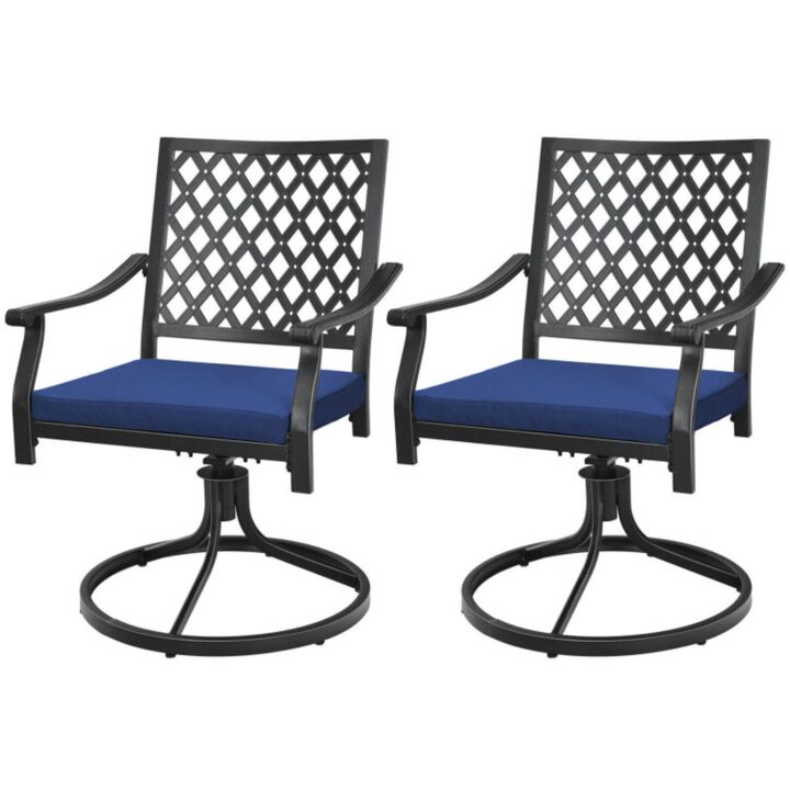 Hivvago 2 Pieces Patio 360� Swivel Dining Chairs with Rocker and Cushioned Armrest