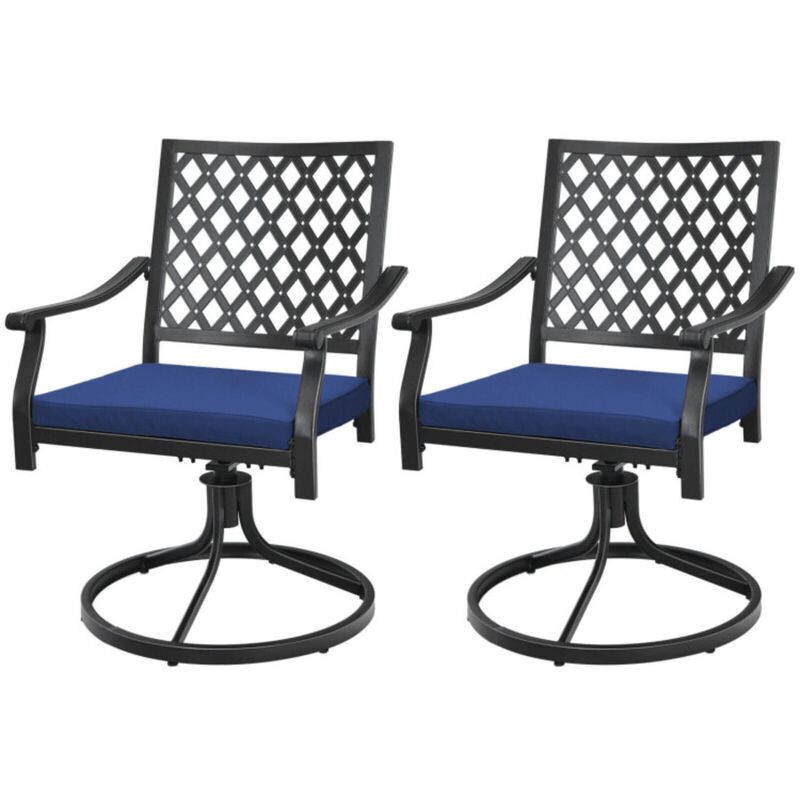 Hivvago 2 Pieces Patio 360� Swivel Dining Chairs with Rocker and Cushioned Armrest