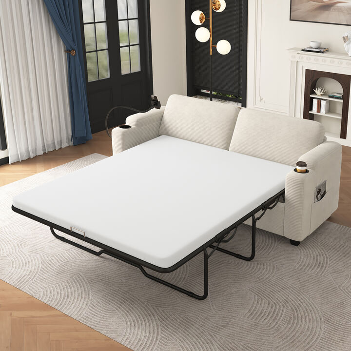 Merax  Corduroy Sleeper Sofa Loveseat Sofa with Mattress