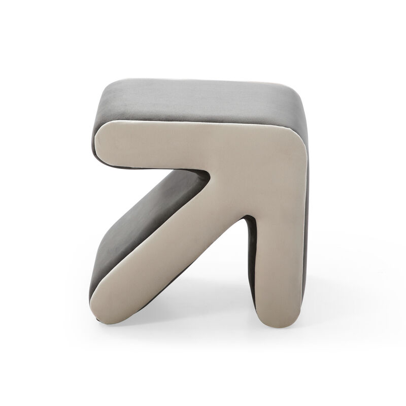 Grey+Beige Multifunctional Velvet Stool Ottoman