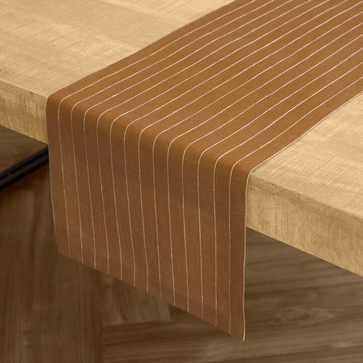 Solino Home 100% Pure Linen Table Runner | Pinstripe
