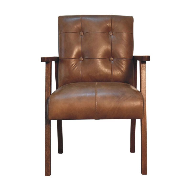 Artisan Furniture Brown Buffalo Leather ChairChestnut Solid Wood