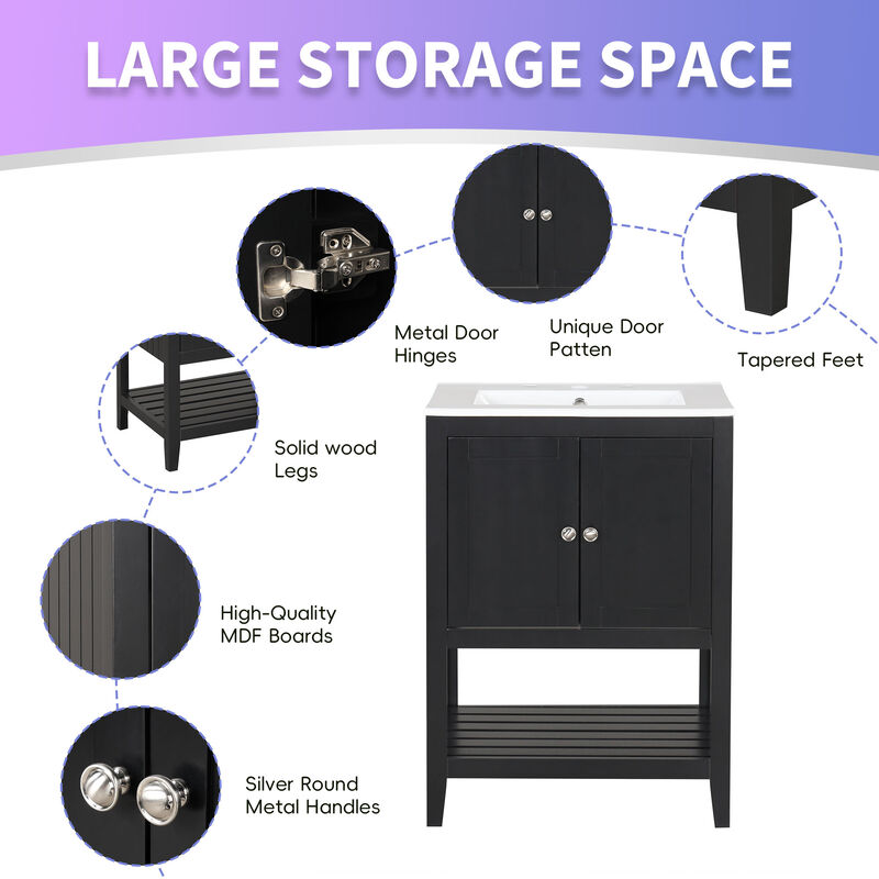 Merax Modern Sleek Bathroom Vanity with Sink