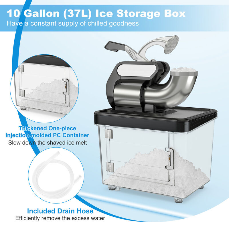 300W Commercial Ice Crusher with Dual Blades and Safety Switch