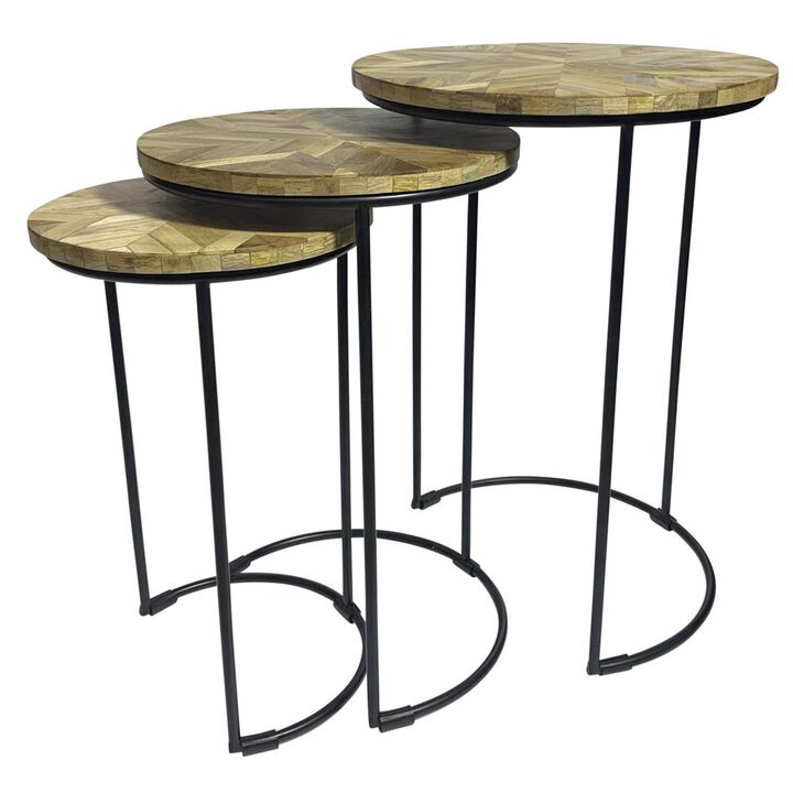 Carolina Living Mackintosh Round Nesting Tables - Natural Inlay/Black