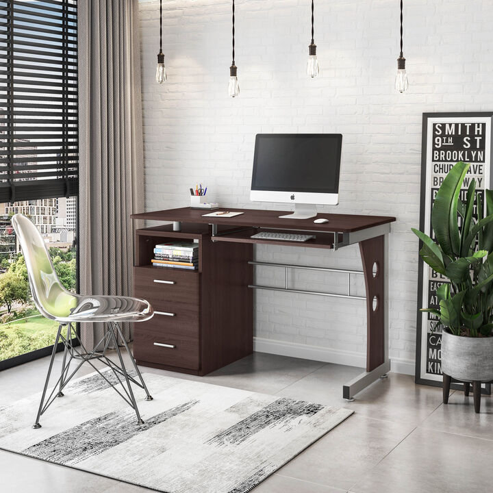 Computer Desk With Ample Storage, Chocolate