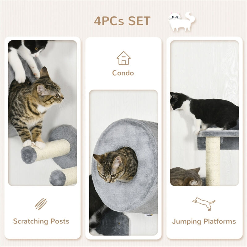 Cat Wall Shelves, Cat Trees & Climbing Tower with Scratching Posts, Perches, and Cozy Spaces for Cats